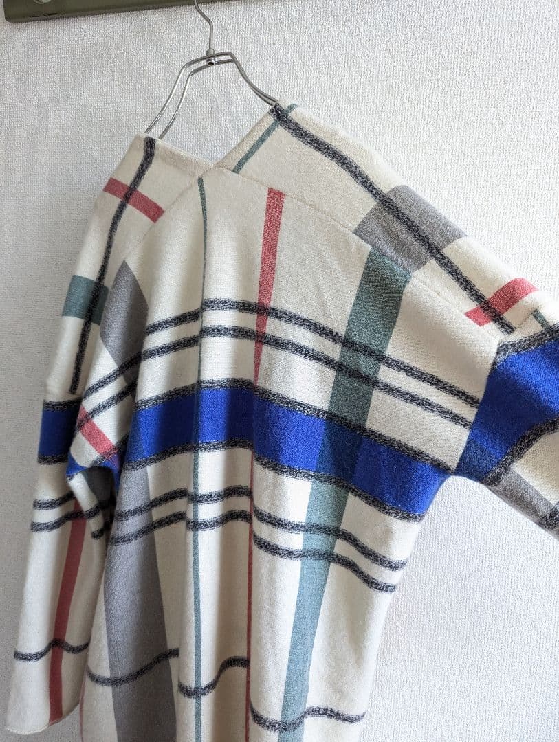 【良品】Macphee チェック柄　カシミヤ混　ウールロングカーディガン