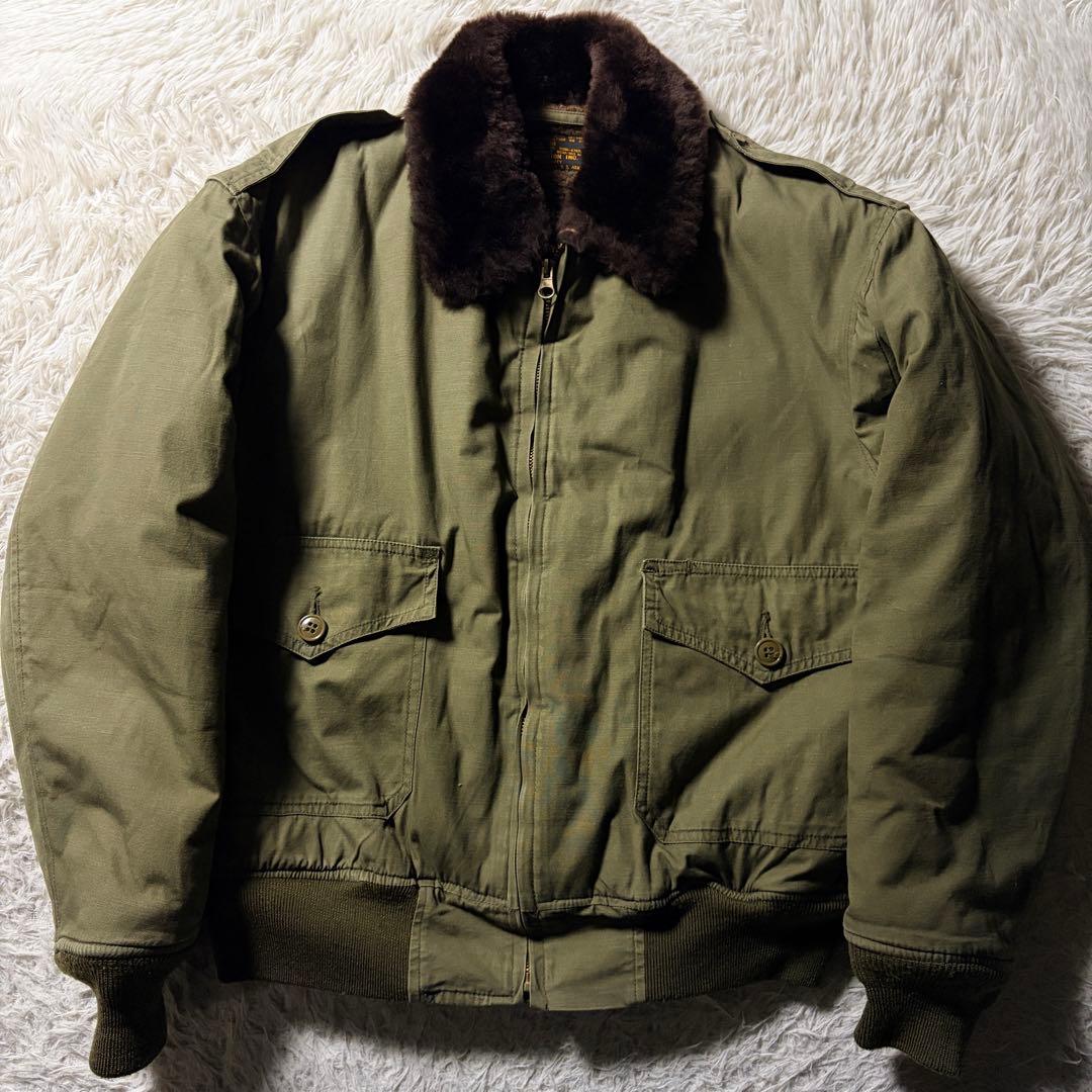 美品/希少■ヒューストン　フライトジャケット　B-10 襟ボア　カーキ　38
