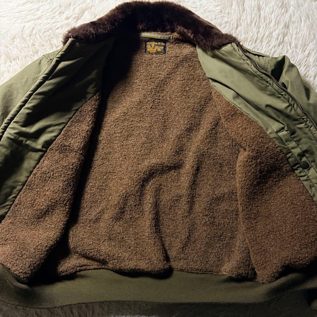 美品/希少■ヒューストン　フライトジャケット　B-10 襟ボア　カーキ　38