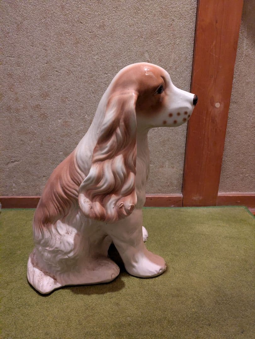 セラミック犬像 白・茶色