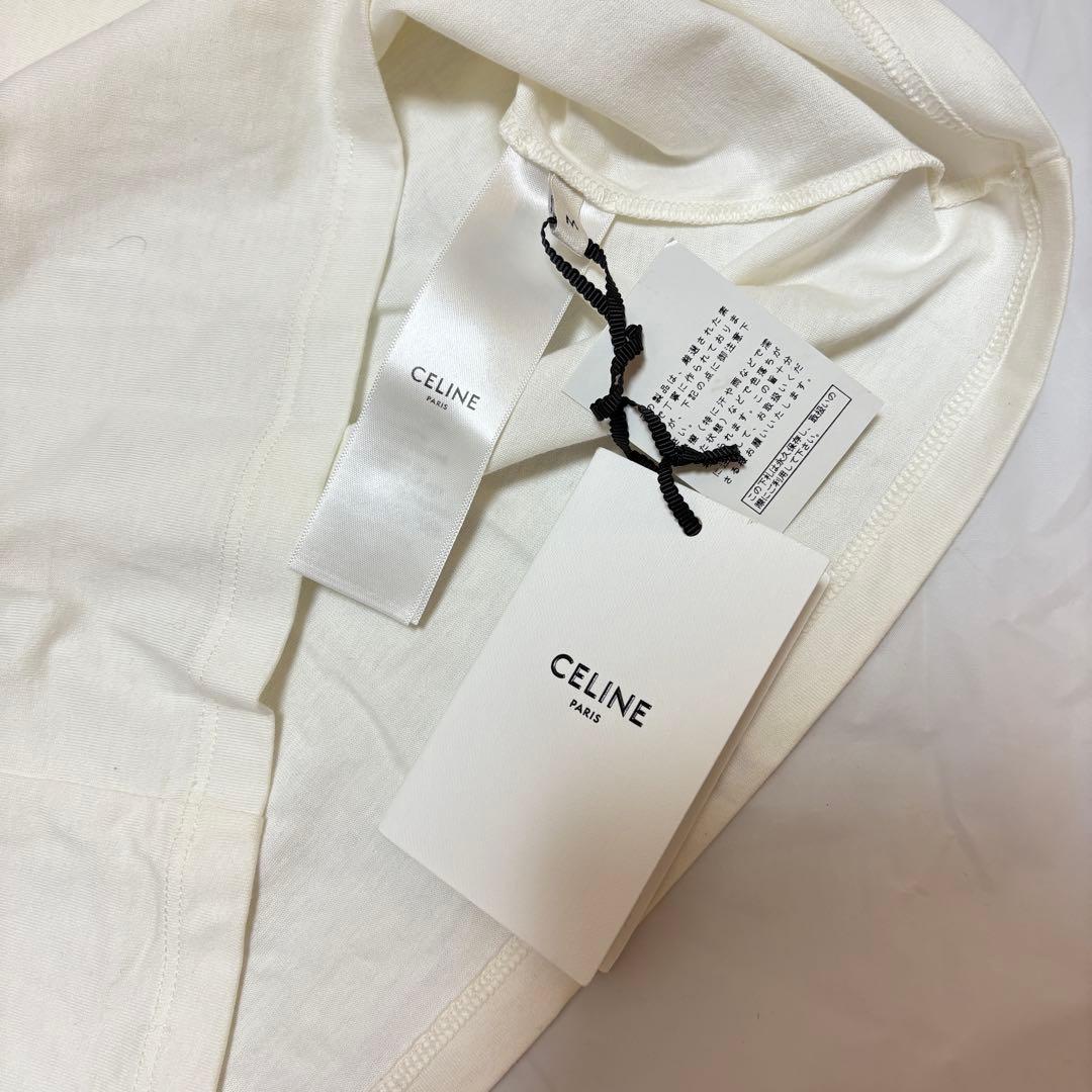 CELINE ロゴ入り ホワイト Tシャツ M タグ付き 正規品