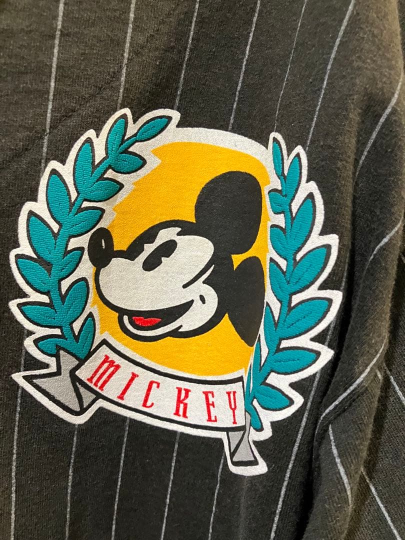 ミッキーマウス ディズニー野球ジャージ ラージ アメリカ製 ピンストライプ90s