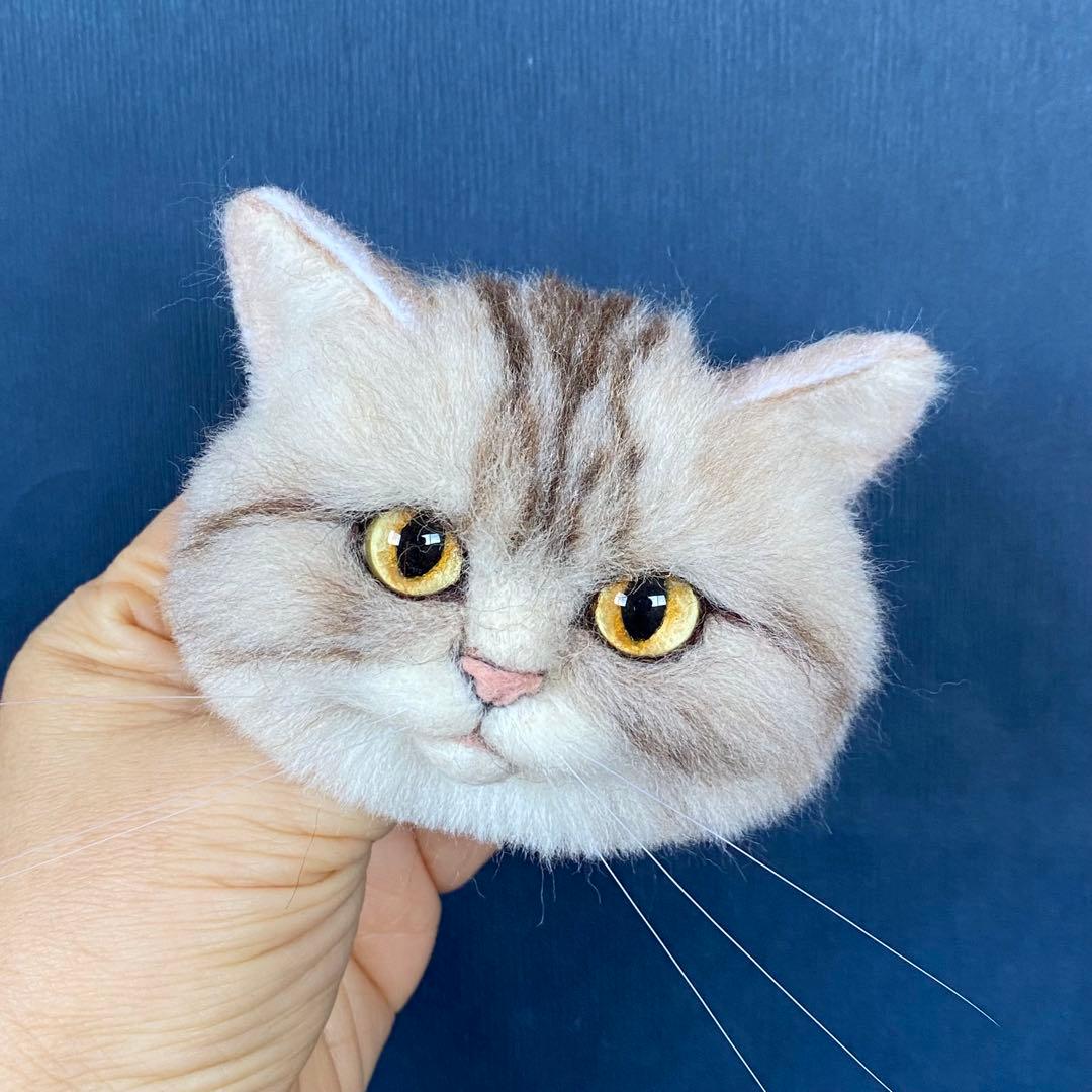 【今月の推し猫】羊毛フェルトブローチ リアル可愛いアメリカンショートヘアー