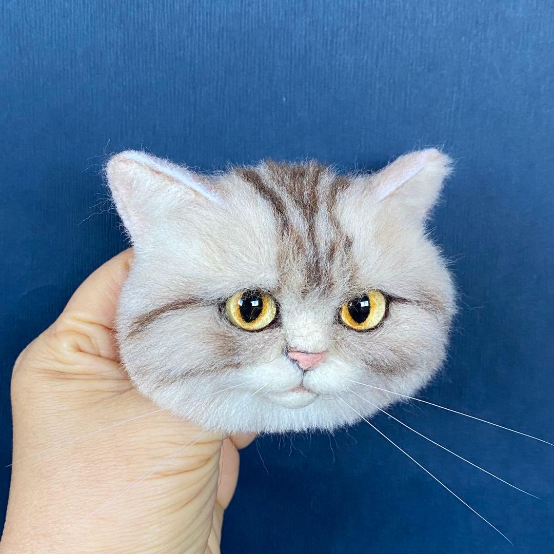 【今月の推し猫】羊毛フェルトブローチ リアル可愛いアメリカンショートヘアー