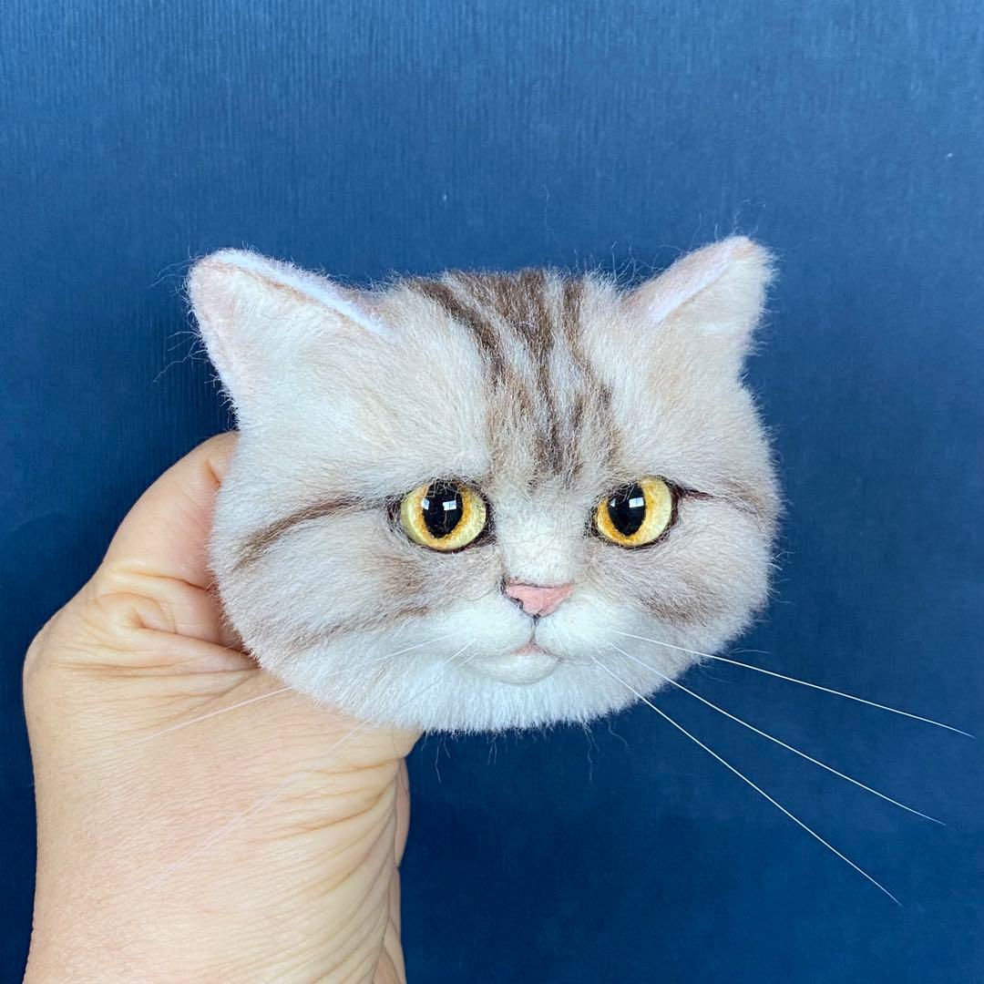 【今月の推し猫】羊毛フェルトブローチ リアル可愛いアメリカンショートヘアー