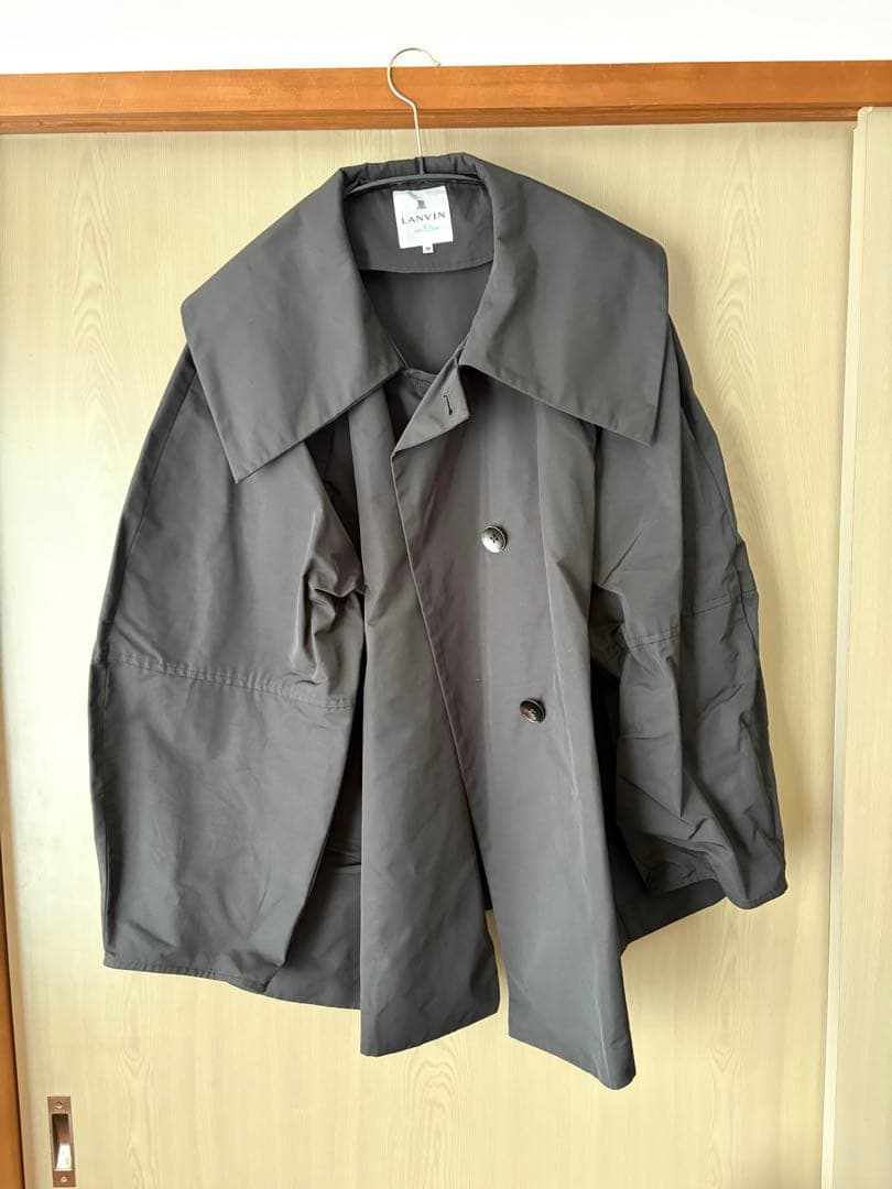 LANVIN en Bleuビッグカラーライトタフタミドルコート金子綾