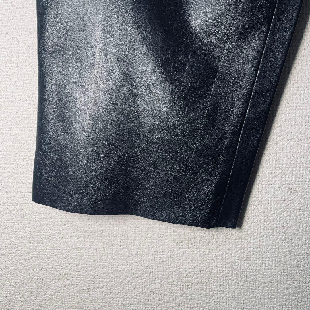 【新品】牛革 カウレザー パンツ 切りっぱなし ALCA検品 黒 M相当