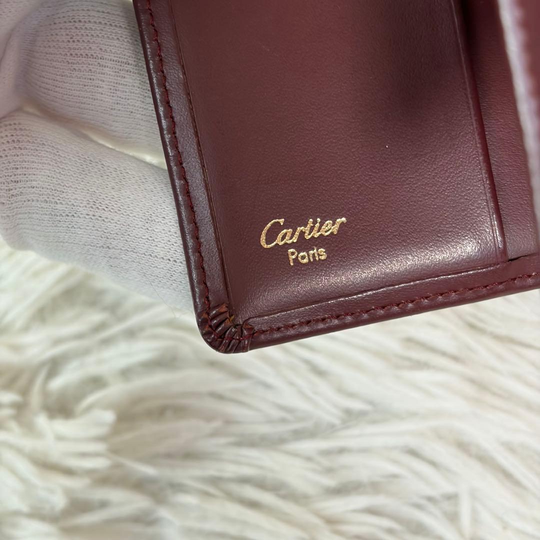 新品未使用保管品✨Cartier 三つ折り財布 マストライン金具 ボルドー