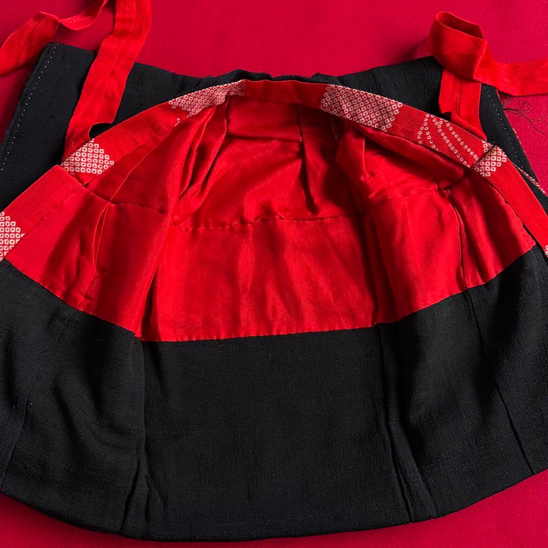 市松人形 12号(42cm)サイズの着物　比翼仕立て　黒礼装　鶴松刺繍