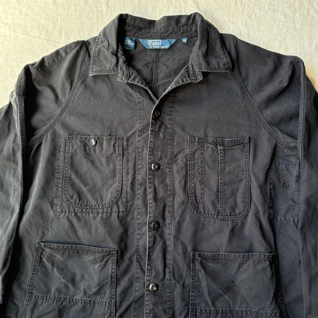 90’s RALPH LAUREN ブラック コットンリネン カバーオール 希少