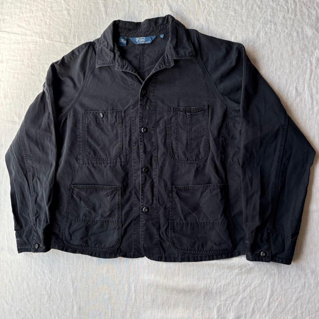 90’s RALPH LAUREN ブラック コットンリネン カバーオール 希少