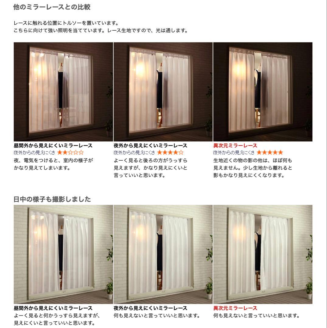 ミラーレースカーテン UVカット99.5% 1組240×320cm