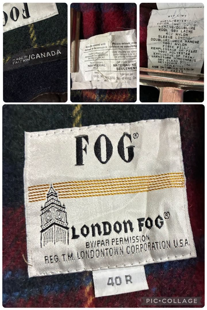 80s【希少】London Fogダック地ハンティングジャケット襟レザーカナダ製