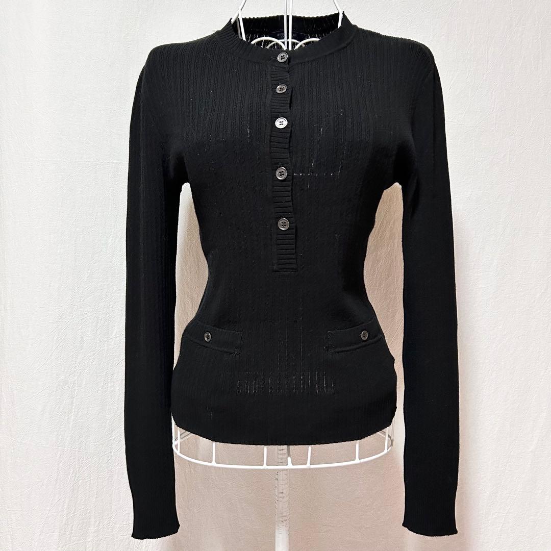 美品 バーバリー ロンドン 長袖ニット ブラック 黒 レディース 春服 トップス