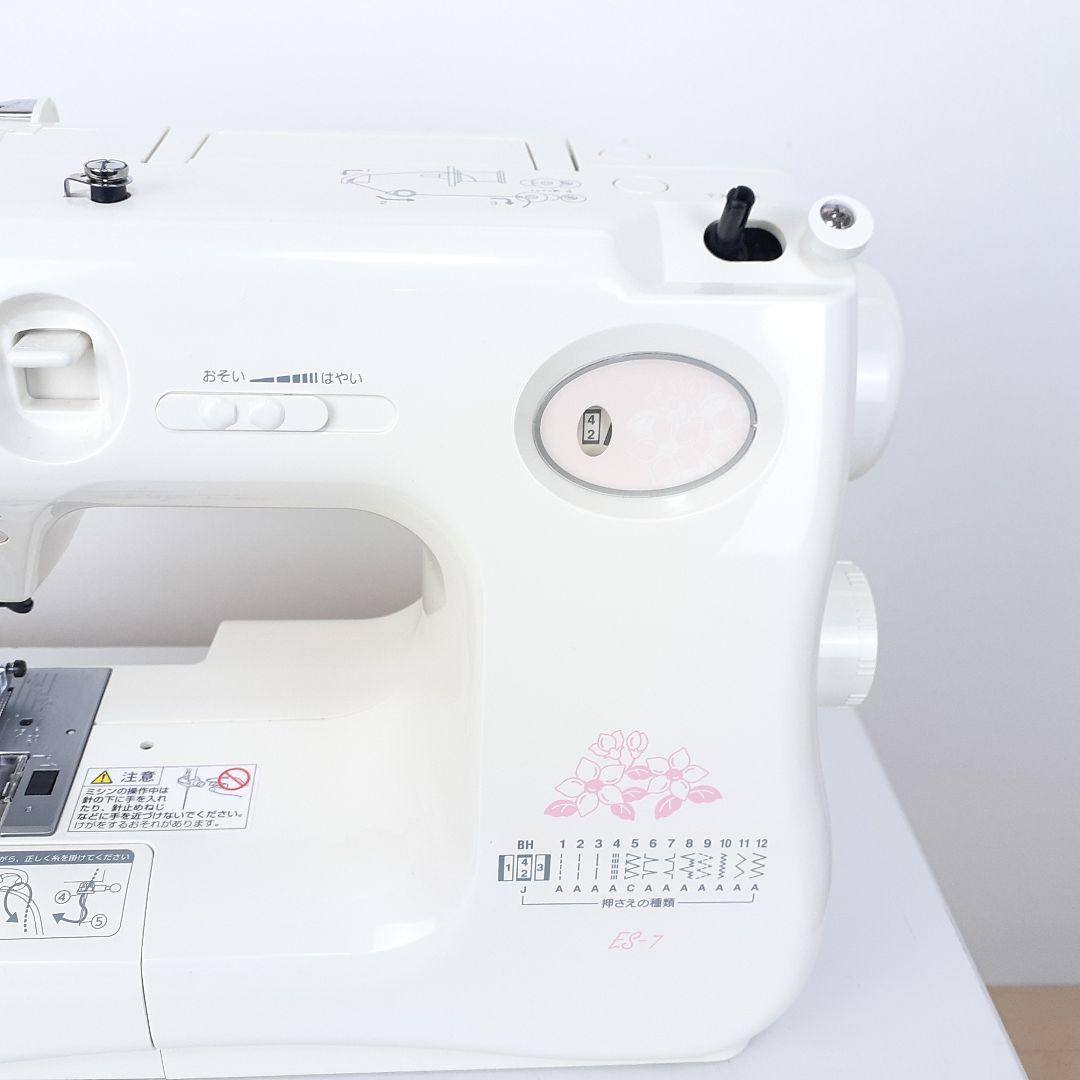 【美品】ジャノメコンパクト電子ミシン本体ES-7　フットコントローラー付属