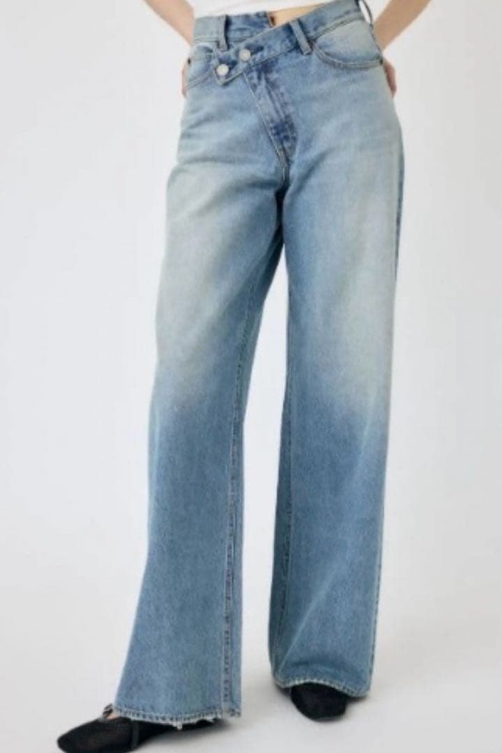 【moussy】 CROSS WAIST WIDE STRAIGHT LB