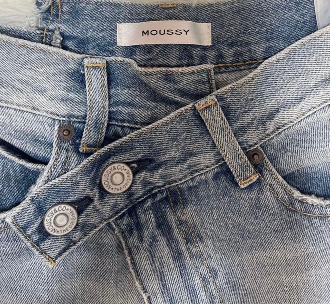 【moussy】 CROSS WAIST WIDE STRAIGHT LB