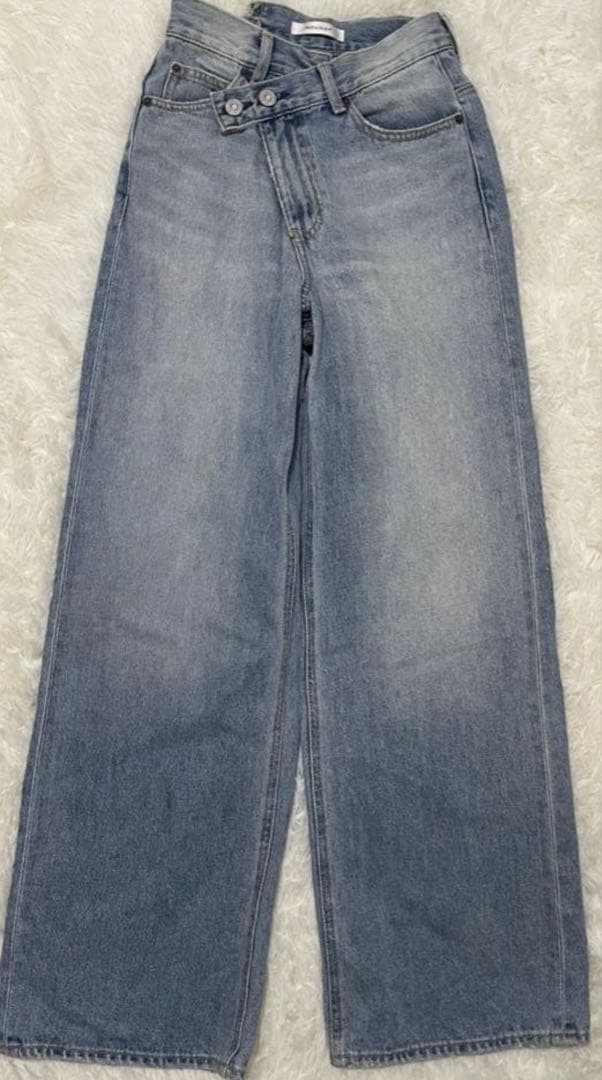 【moussy】 CROSS WAIST WIDE STRAIGHT LB