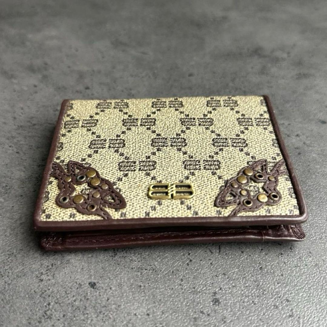 超希少✨BALENCIAGA BBモノグラム　スタッズ　二つ折財布