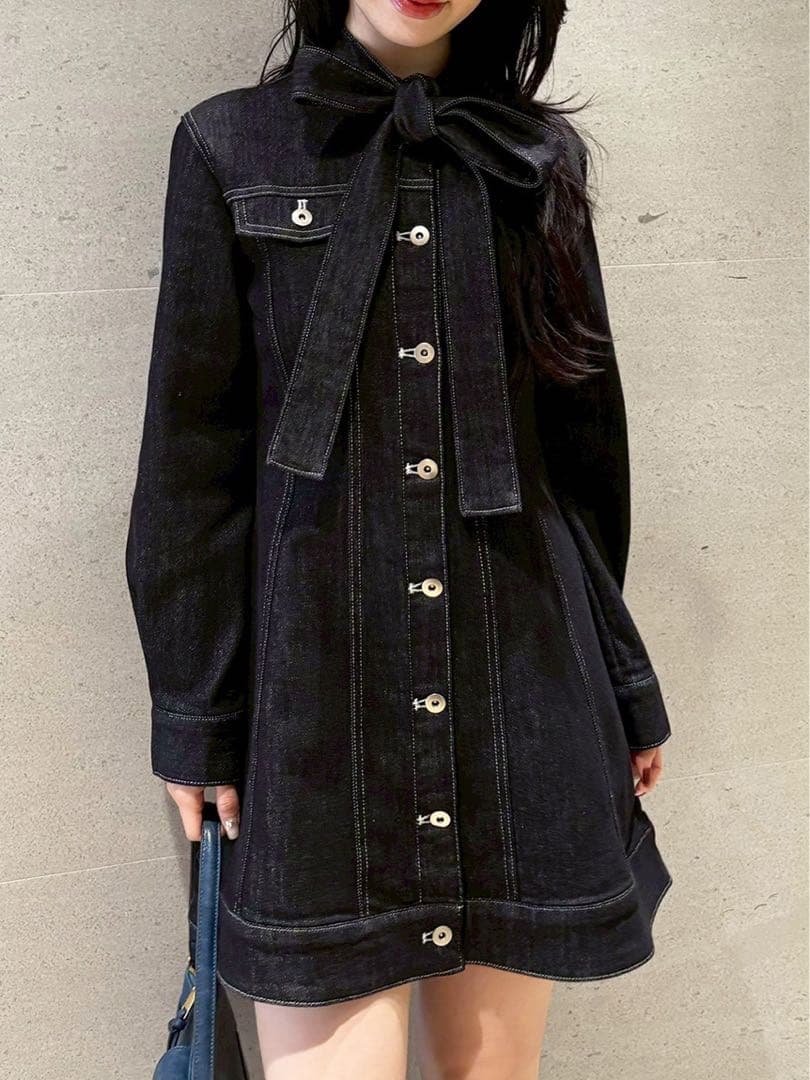 LILY BROWN（リリー ブラウン）ボウタイデニムミニワンピース 新品