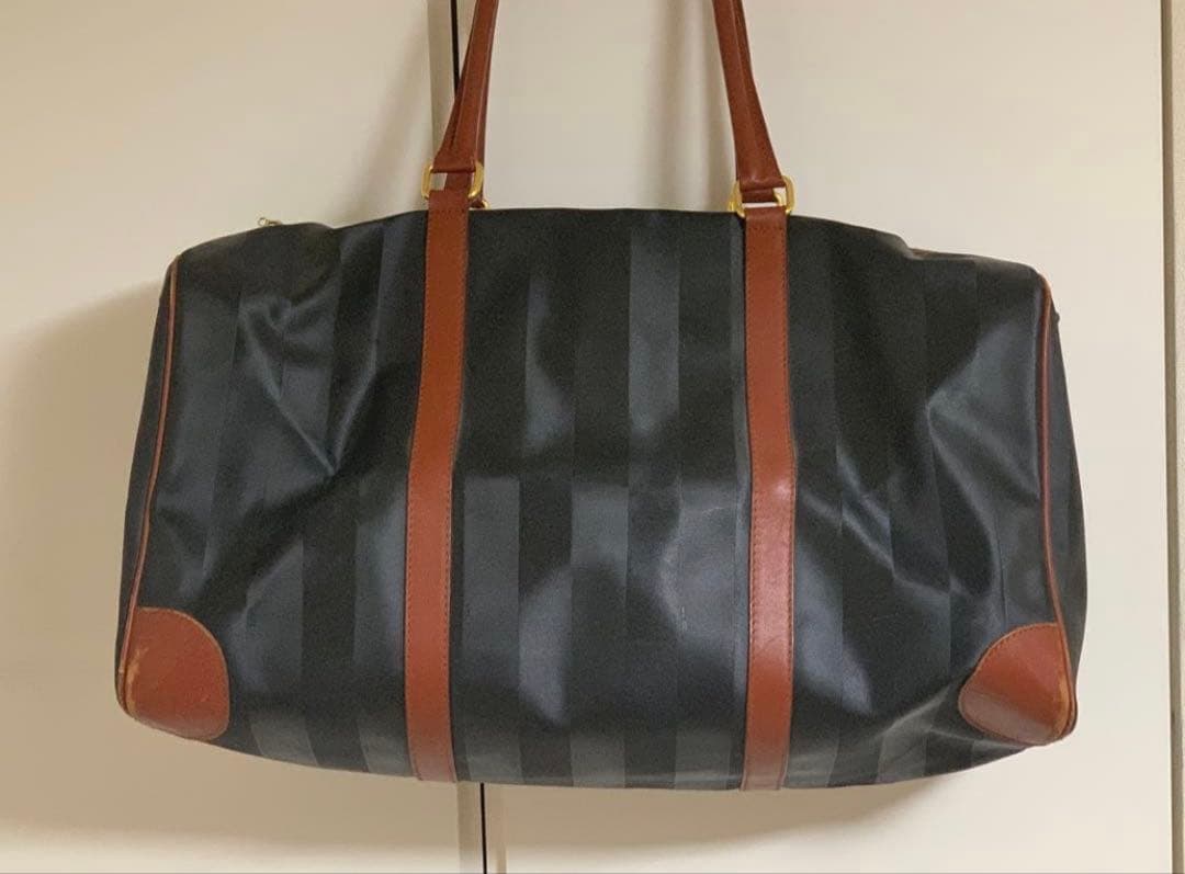 FENDI ストライプデザイン ボストンバッグ