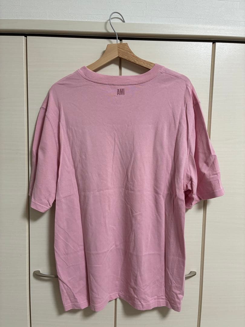 【美品】AmiParisピンク Tシャツ ハート刺繍　Mサイズ