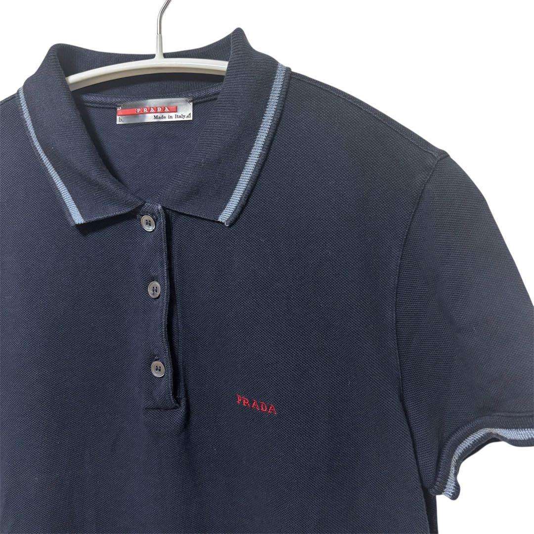 PRADA プラダ　ポロシャツ　レディース　半袖　ネイビー