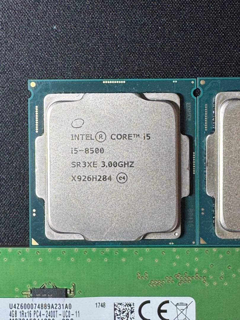 動作確認済CPU&メモリ　i5-8500×2 DDR4 4GB 2400T×4
