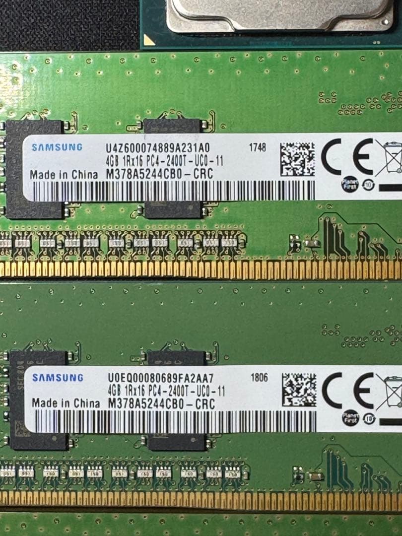 動作確認済CPU&メモリ　i5-8500×2 DDR4 4GB 2400T×4