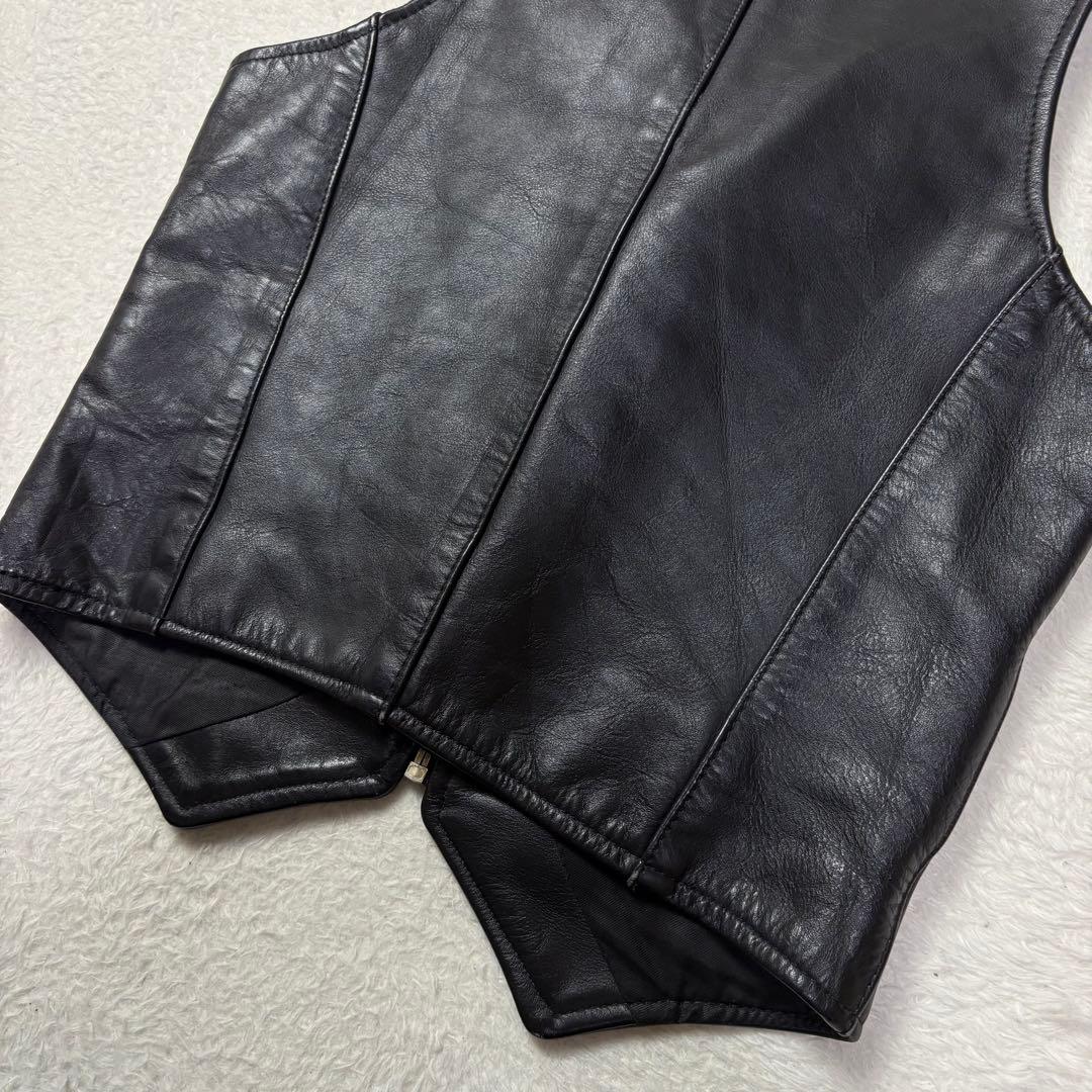 美品 VANSON レザーベスト ジップアップ USA 本革 ジレ バイカー