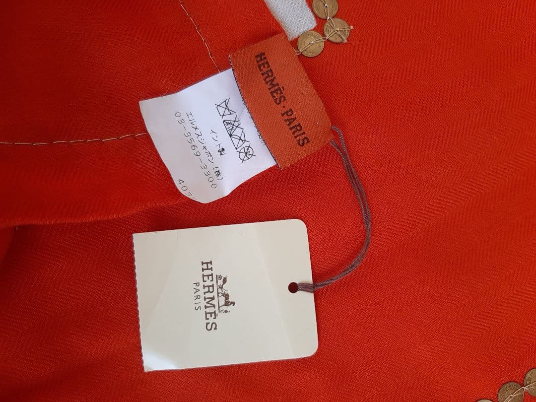 美品　エルメスカシミヤシルク140ビジューショール　スカーフ　紙タグ　箱