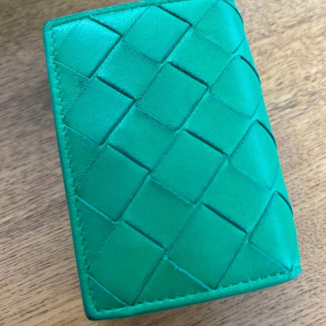 BOTTEGA VENETA グリーン イントレチャート 三つ折り財布
