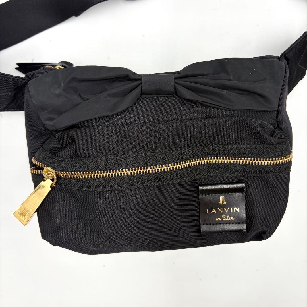 使用数回 極美品✨LANVIN ランバンオンブルー ウエストポーチ リボン