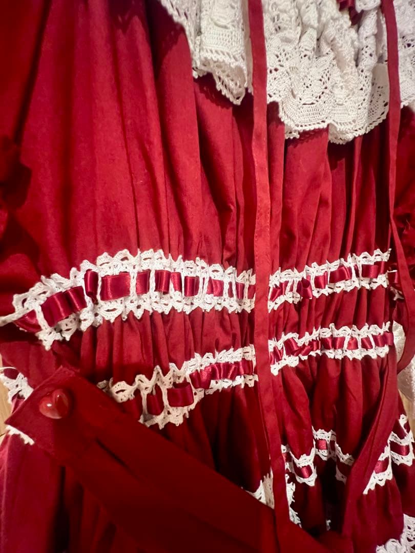 BABY, Confiture Ribbon ワンピース エンジ、ヘッドドレス