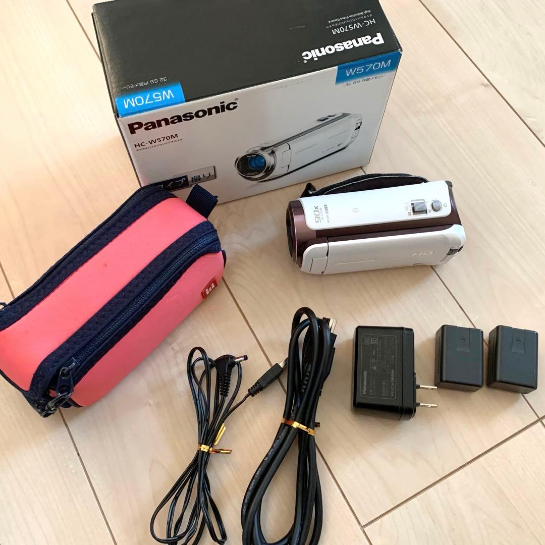 猫*人様 Panasonic HC-W570M ホワイト　純正バッテリー2つ付き