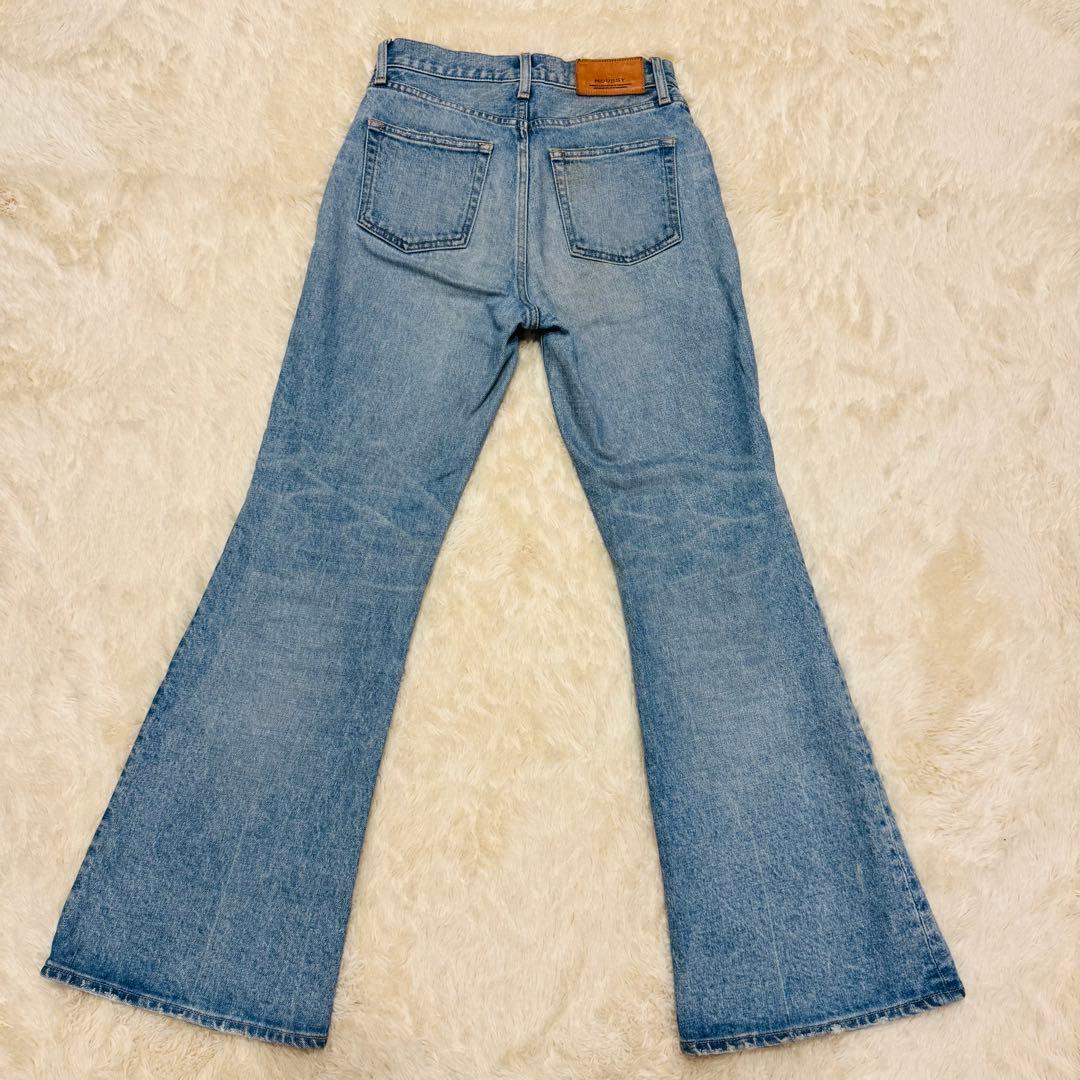 MOUSSY MVS ハイウエスト フレアデニム ヴィンテージ加工 美脚 赤耳