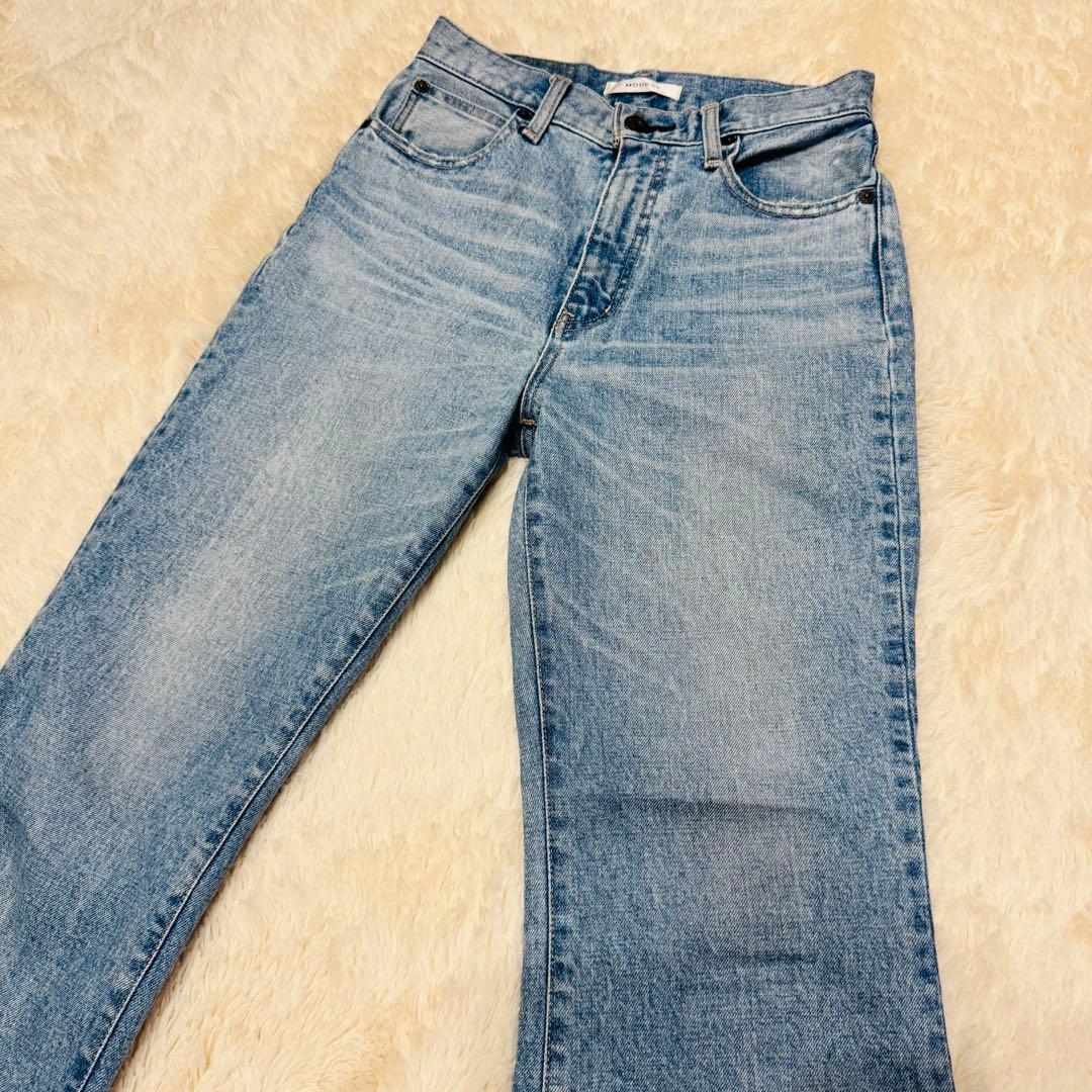 MOUSSY MVS ハイウエスト フレアデニム ヴィンテージ加工 美脚 赤耳