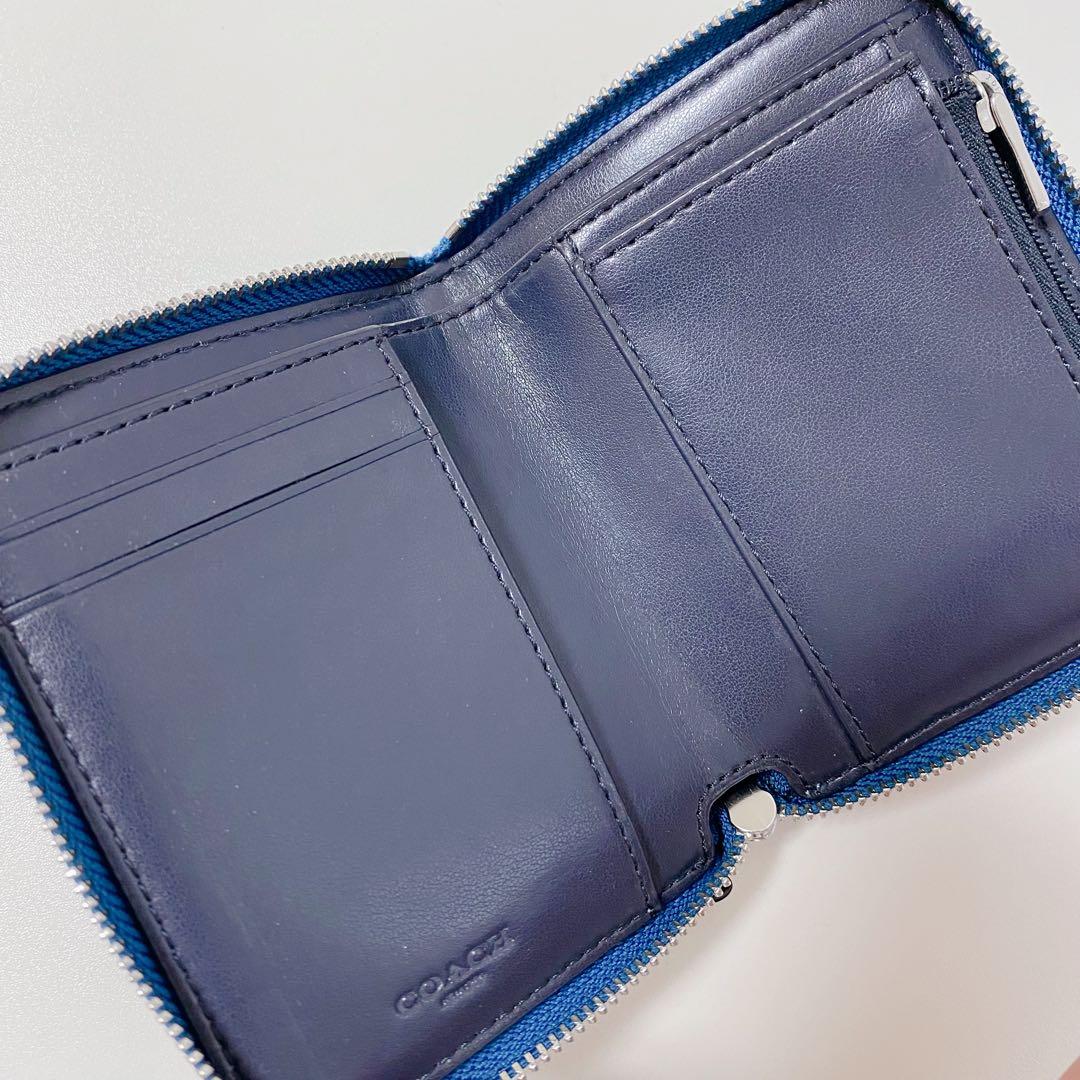 【新品未使用】COACHコーチ★財布★二つ折り財布★シグネチャー★ブルーマルチ
