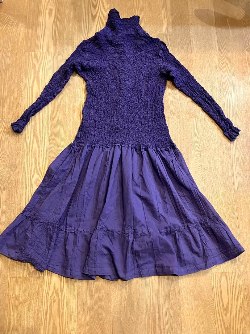 【美品】Me 紫色長袖ワンピース