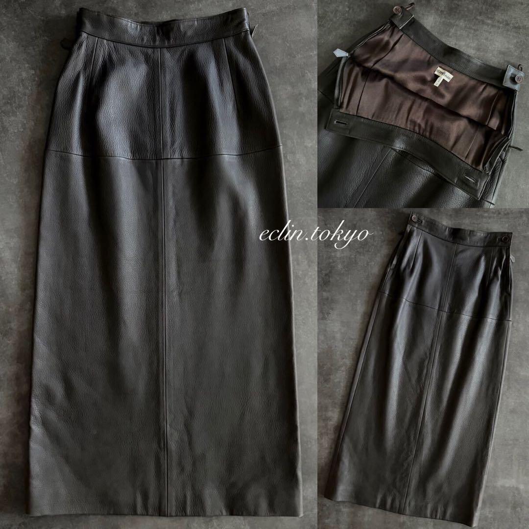 HERMES マルジェラ期《DEER SKIN》レザー ロングスカートE4853
