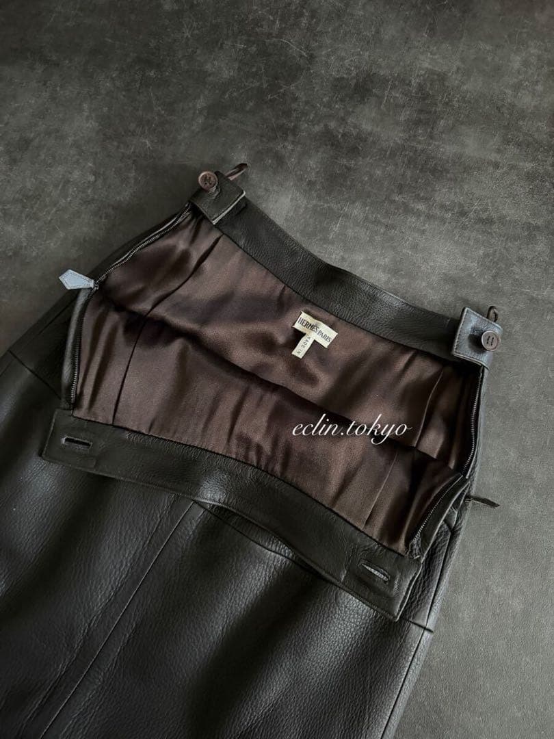 HERMES マルジェラ期《DEER SKIN》レザー ロングスカートE4853