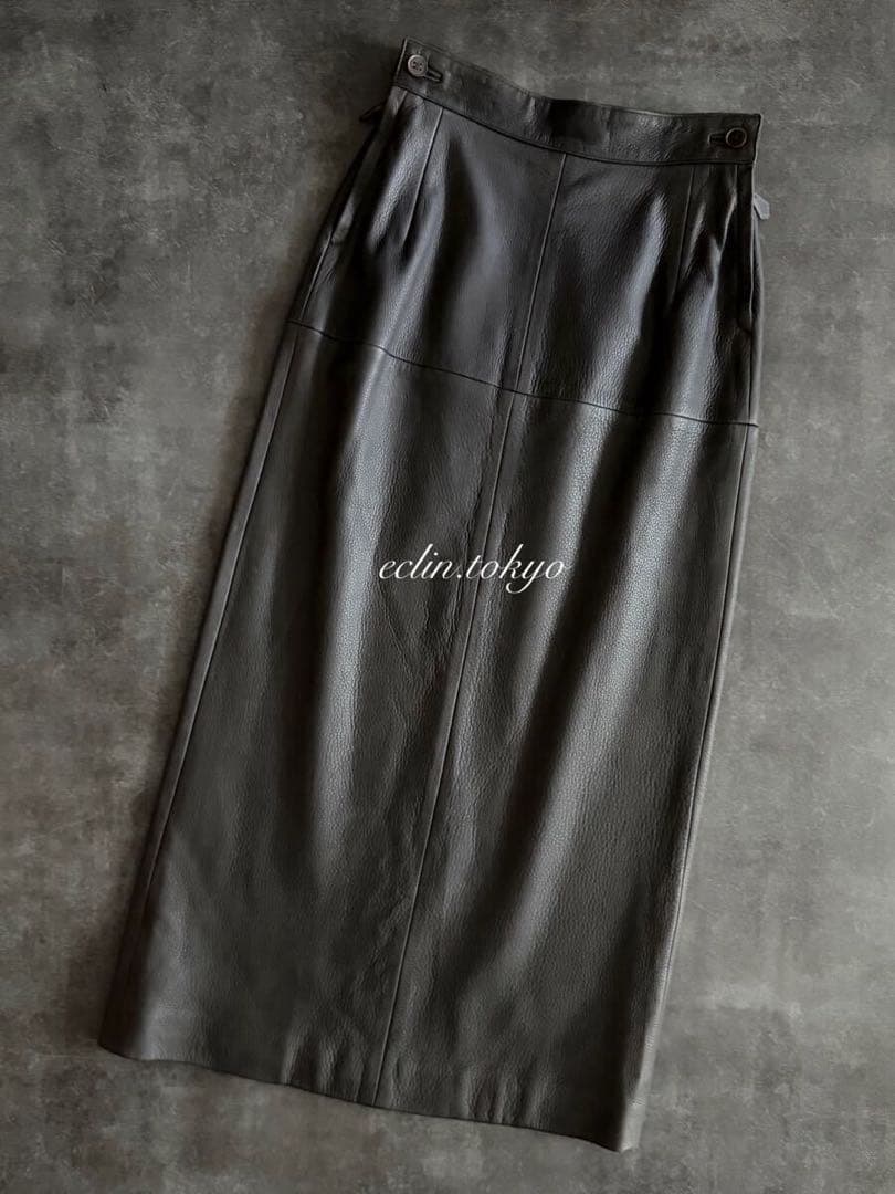 HERMES マルジェラ期《DEER SKIN》レザー ロングスカートE4853