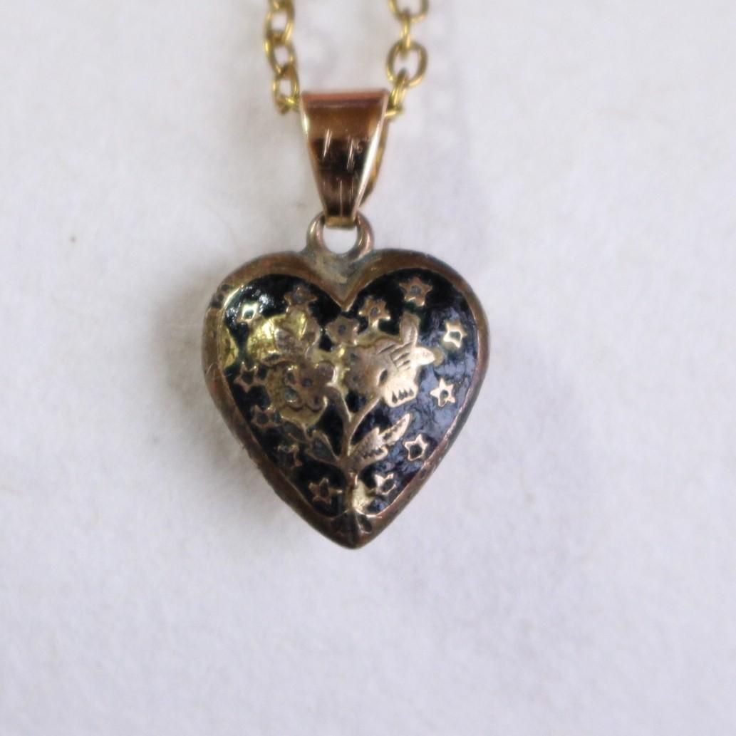 40s　スウィートハートジュエリー　WW2　金張り　エナメル　勿忘草　大戦　古着