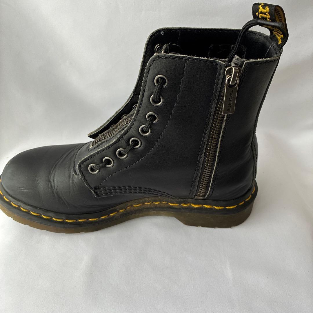 Dr. Martens UK4 ブラック フロントジップ ワークブーツ
