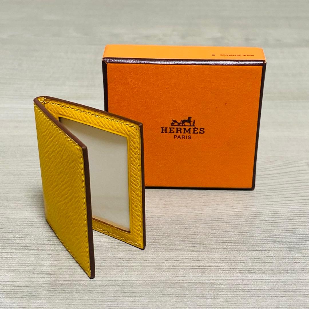 【HERMES】エルメス ミニフォトケース レザー イエロー　箱付