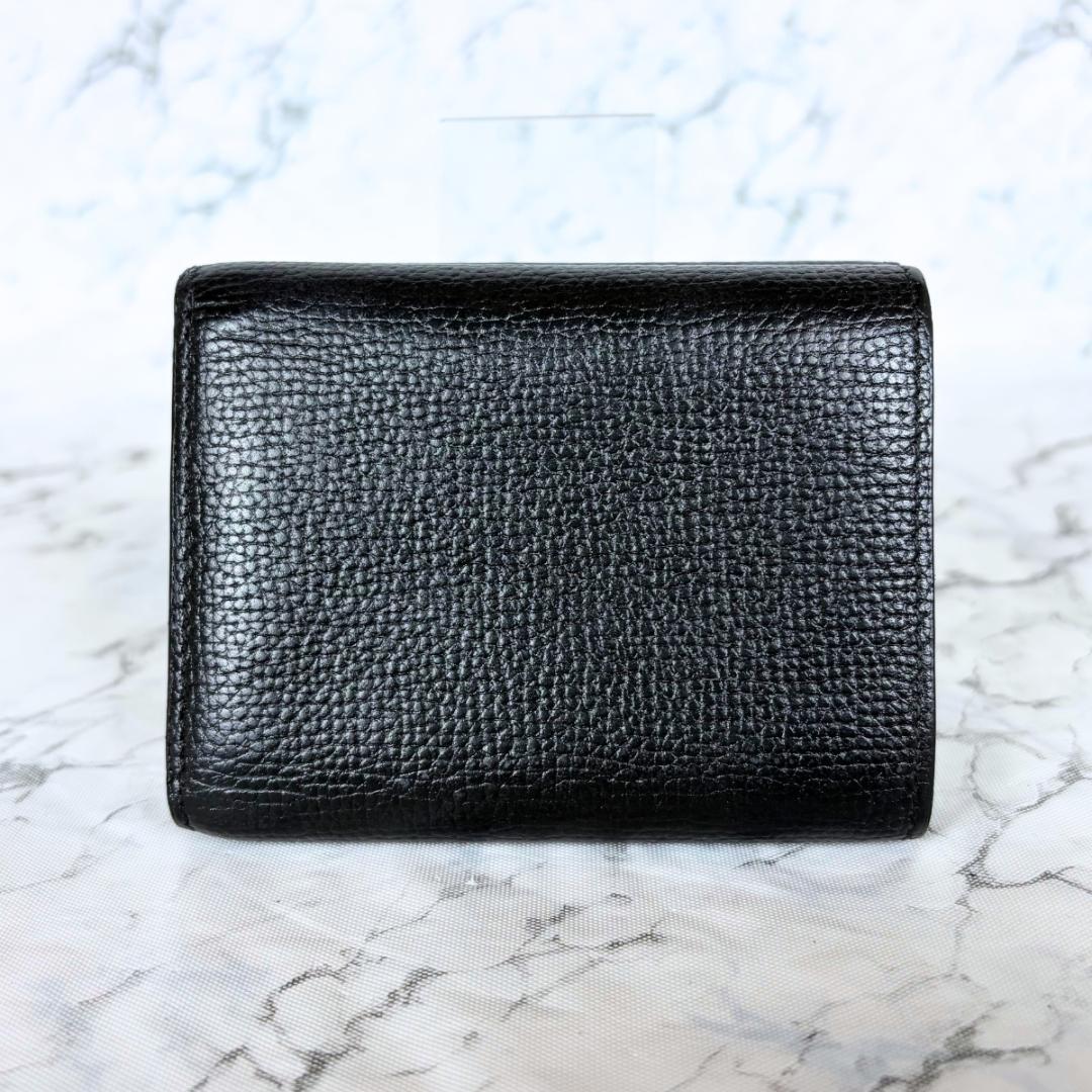【極美品】LOEWE アナグラム トライフォールド Wホック 三つ折り財布 黒