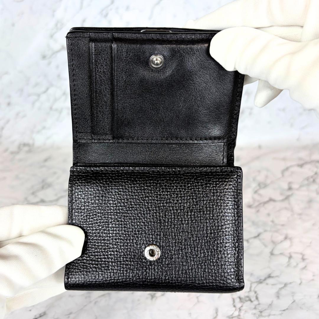 【極美品】LOEWE アナグラム トライフォールド Wホック 三つ折り財布 黒