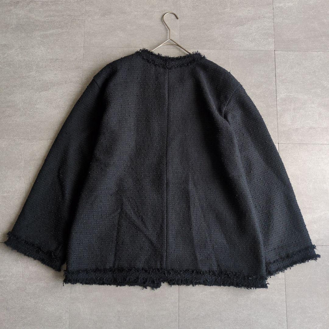 【美品】ビューティーアンドユース　ポリエステルツイード フリンジ ジャケット