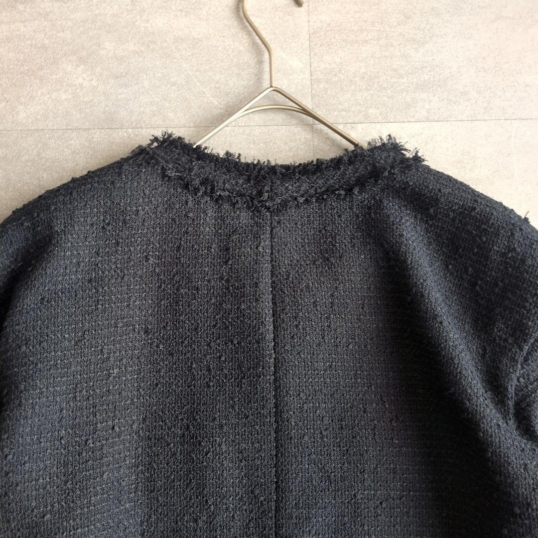 【美品】ビューティーアンドユース　ポリエステルツイード フリンジ ジャケット