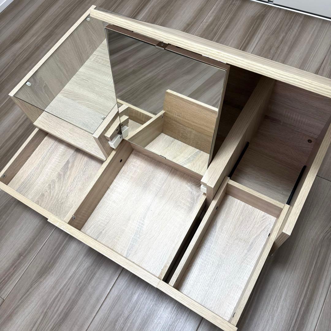 LOWYA ドレッサー ローテーブル コスメ台 センターテーブル 鏡 オーク